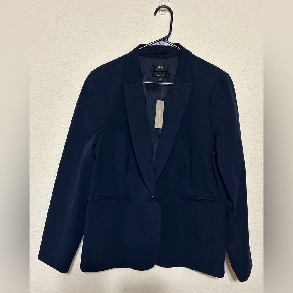 J Crew Womens Bi Stretch Blazer Jacket Office Single Breasted Navy Size 18 NWT